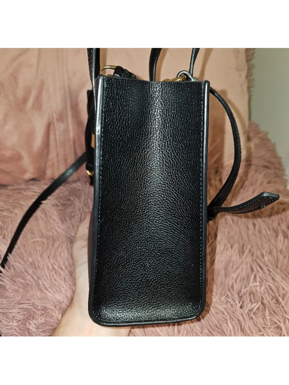 Marc Jacobs Black Pebbled Leather Satchel with Gold Hardware